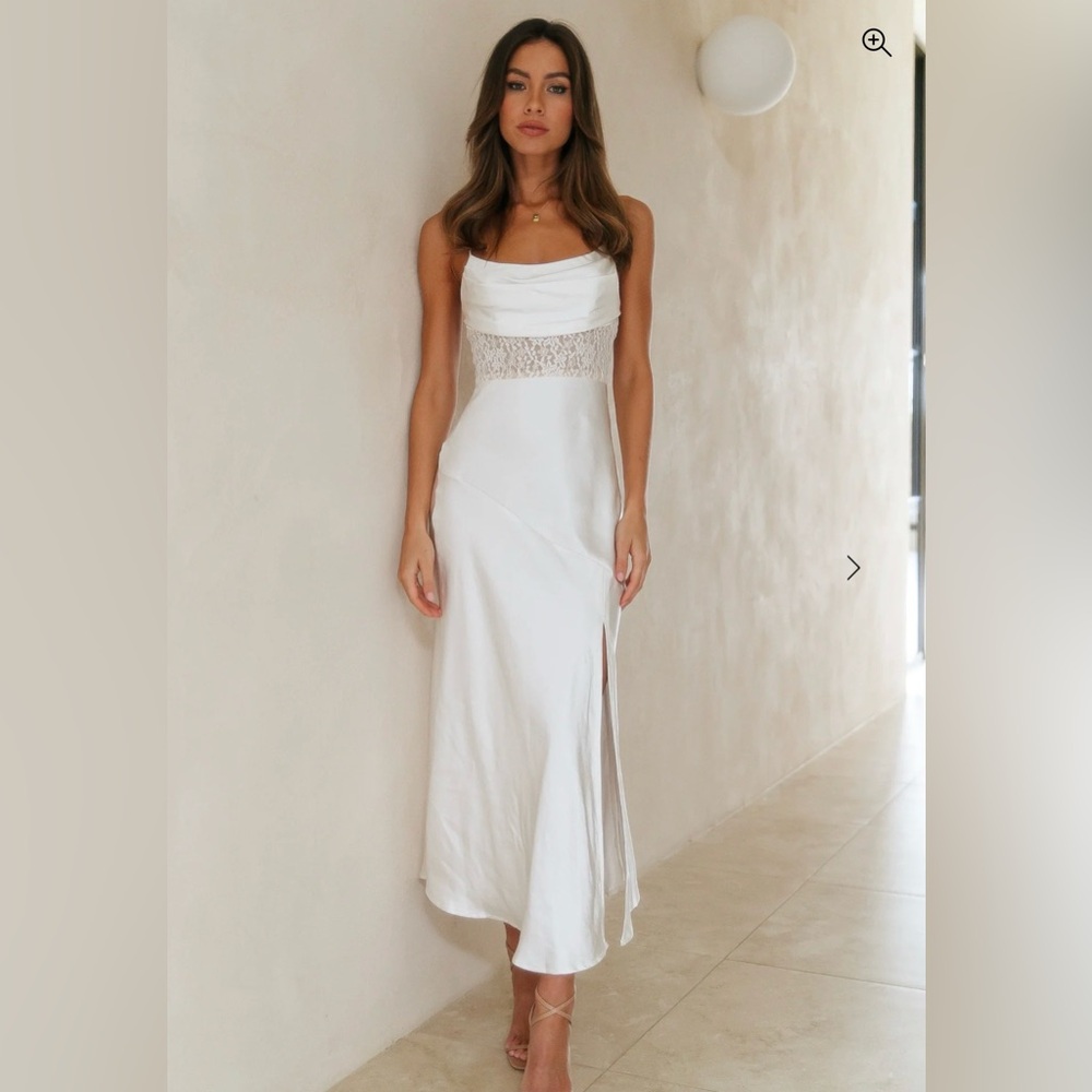 Satin Midi Dress White
